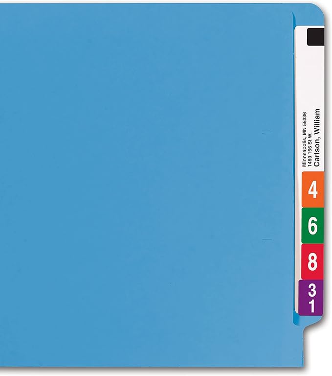Smead End Tab File Folder, Shelf-Master Reinforced Straight-Cut Tab, Letter Size, Blue, 100 per Box (25010)