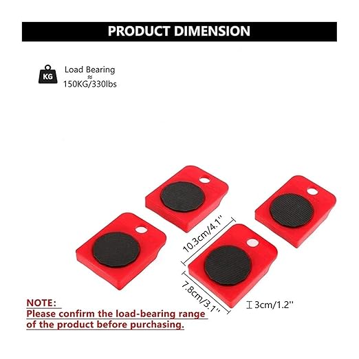 Heavy Furniture Casters Moves Furniture Tool Transport Shifter Moving Wheel(1pcs red Wheel)