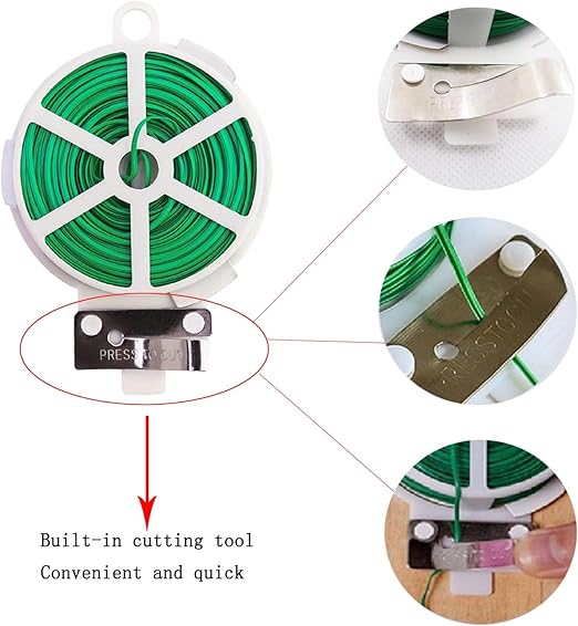Twist Tie, 328 Feet (100m), green cable ties with Cutter, Garden Plant Ties Reusable, Green Twist Ties for plants Gardening Tomatoes Tie garden ties for plants,garden twist ties flowers Climbing