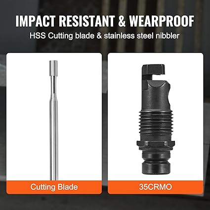 VEVOR Double Head Sheet Metal Nibbler Cutter, 360 Degree Metal Nibbler Drill Attachment with Extra Punch and Die, Cutting Hole Accessory and Step Drill Bit, for Straight Curve and Circle Cutting