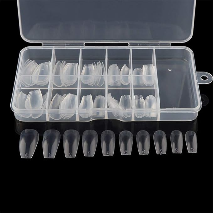 100 PiecesBox TransparentWhite Acrylic False Nails, Square Ballerina Coffin Fake Nail Tips, Medium Long Square Pressed On Nails, Full Cover Fake Nail Extension Patches (Clear, One Size)