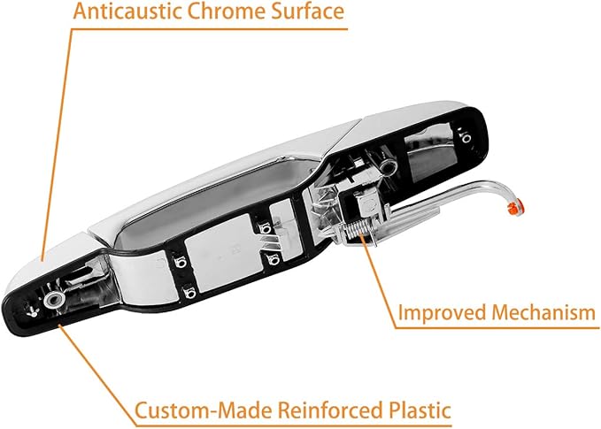 Exterior Chrome Door Handle Rear Left Driver Side for 2007-2013 Chevy Silverado Suburban Tahoe Avalanche, GMC Sierra Yukon, Cadillac Escalade Replaces 22738725, 15915659, 25960521, 80105