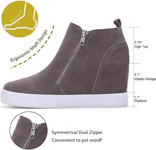 Athlefit Women's Wedge Sneakers Hidden Heel Platform Wedge Booties Hidden Wedgie Sneakers