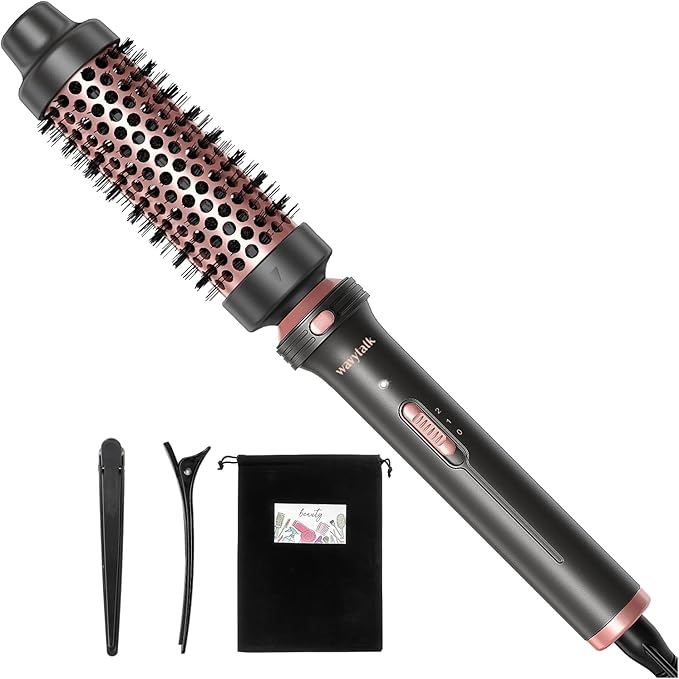 Wavytalk Thermal Brush, Heated Round Brush, 1 1/2 inch Thermal Brush Blowout Look with Detachable Brush Head, Thermal Round Brush Dual Voltage for Travel, Rose Gold