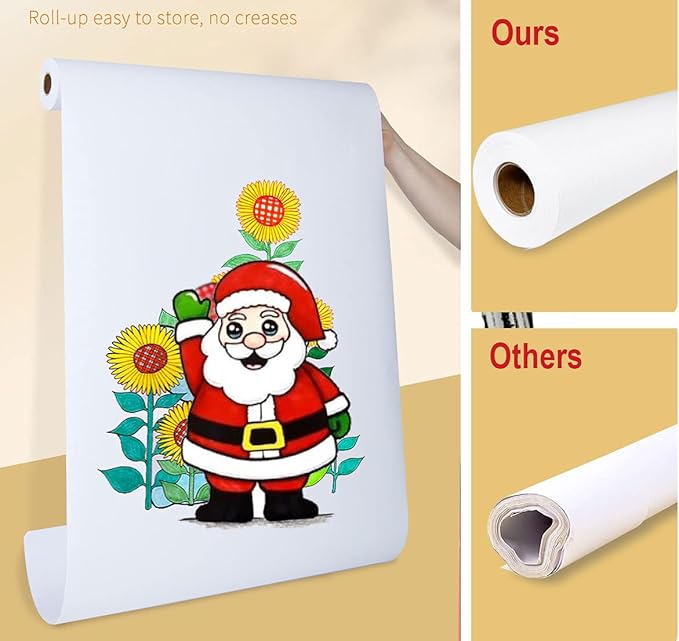 Easel Paper Roll 12 Inch x 49 Feet, Durable Drawing Paper for Kids Art,White Bulletin Board Paper,Craft Paper Roll for Paints, Wall Art and Gift Wrap
