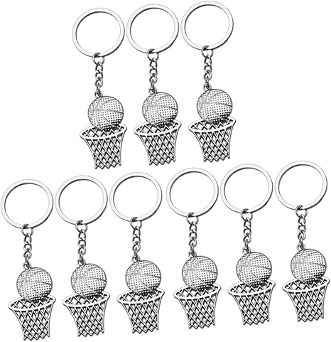 Sosoport 6 Pcs Basketball Keychain Pendant Key Chains Halloween Keychain Soccer Keyrings Basketball