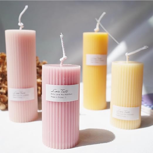 Acrylic Candle Mould Pillar Candle Molds Cylinder Candle Mold Cylindrical Candle Mould DIY Candle Making Moulds Stripe Mold for Making 3D Candles, Soaps, Wax Crafts (6x15cm)