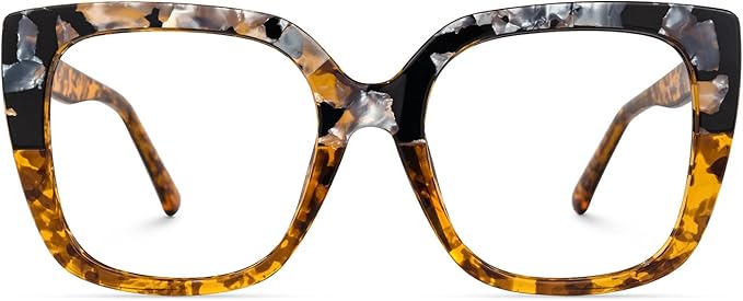 Zeelool Stylish Oversized Square Glasses with Non-prescription Clear Lens Eyewear for Women Brenda ZOP02126-16 Amber