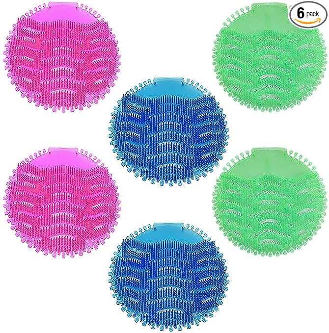 6 Pack Urinal Screen Set, Anti-Splash Urinal Cakes Filter, Portable Toilet Urinal Mats Scent Freshener for Bathroom Hotel Restaurant School Office Gym (Red, Green, Blue) (6 pcs)