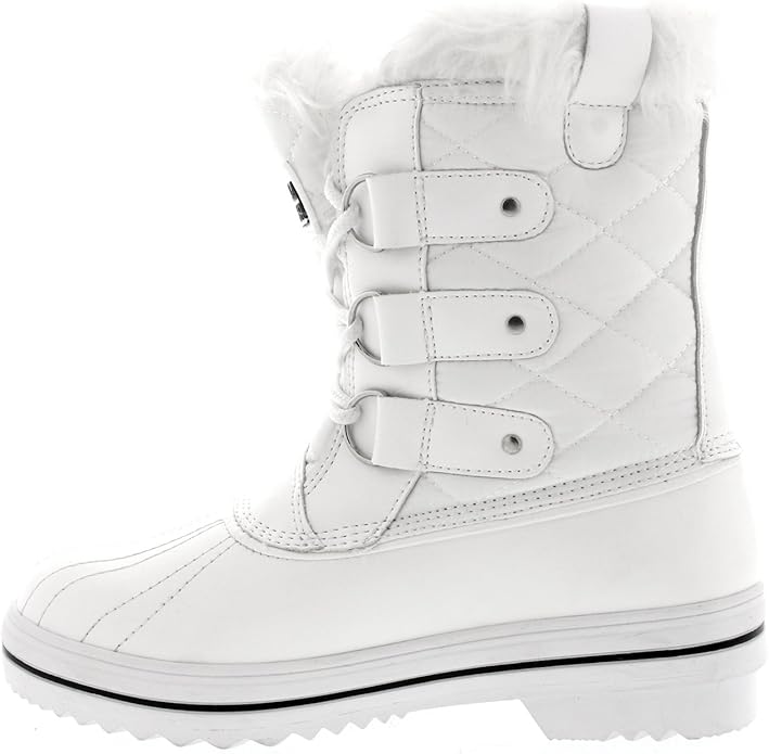Womens Snow Boot Nylon Short Fur Rain Winter Waterproof Snow Warm Boots - White - 5-36 - CD0031
