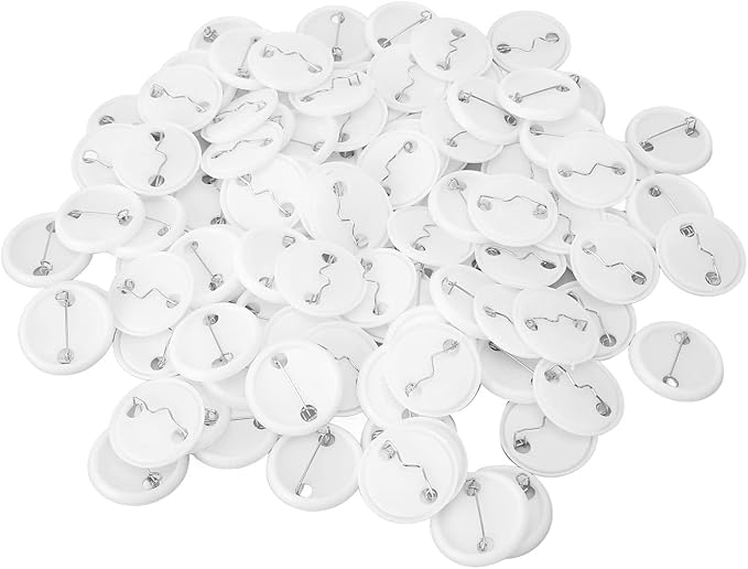 100 Sets Blank Button Making Supplies, DIY Pin Back Button Parts for Button Maker Machine Round Badge Pin Button Parts, Includes Metal Cover, Plastic Button Back Cover, Clear(32mm/1.25 inch)