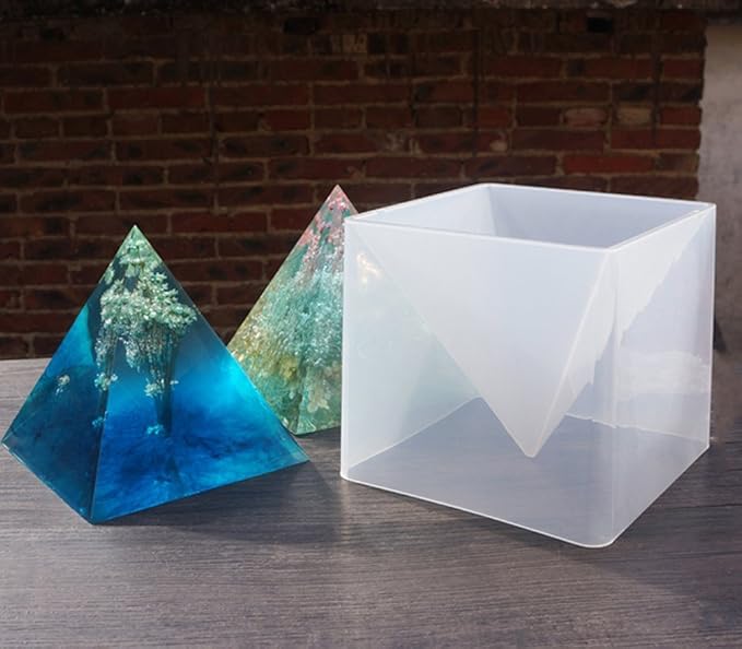 Large DIY Pyramid Resin Mold Set, Big Silicone Pyramid Molds, Jewelry Making Craft Mould Tool, 15cm5.9", 2 x Inner Silicone Molds, 1 x Outter Shell