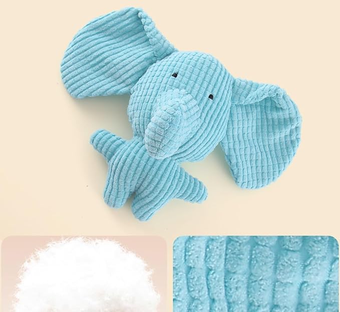 Dog Toy Stuffed Animal Rabbit Plush Squeaking Pet Toy Cute Funny Chew for Puppies Blue Elephant