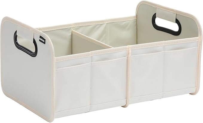 Car Trunk Organizer and Storage Bin Small Essentials Collapsible Organization Accessories for SUV/Sedan Beige