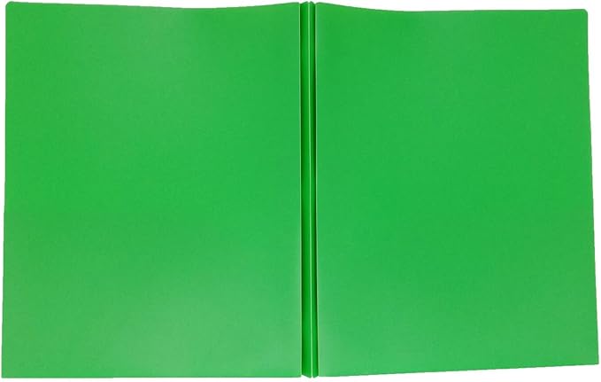 WR Plastic Two Pocket Folder with 3 prongs for Office and School-6 Pack (Green)