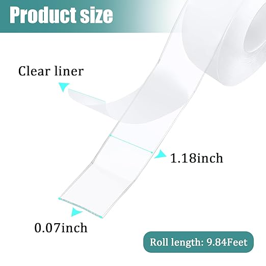 Nano Adhesive Tape, 9.84ft Long and 1.18inch Wide, Multi-Use with Premium Grip, Water-Washable for Home and Car Decoration