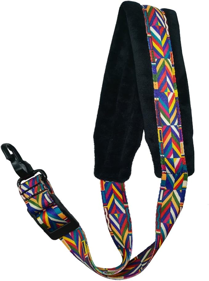 Saxophone Neck Strap Soft Padded Rainbow Braided Pattern for Alto Baritone Soprano Sax