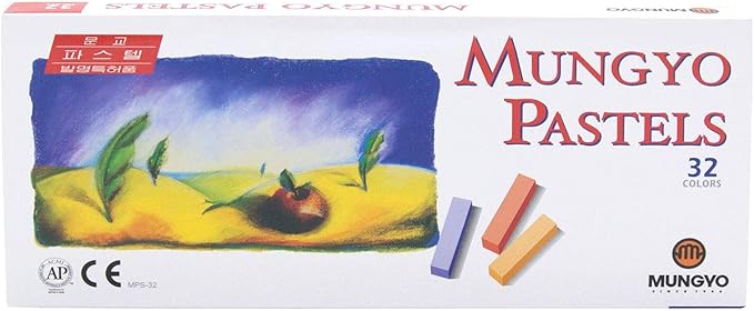 MUNGYO Non Toxic Square Chalk, Soft Pastel, 32 Colors