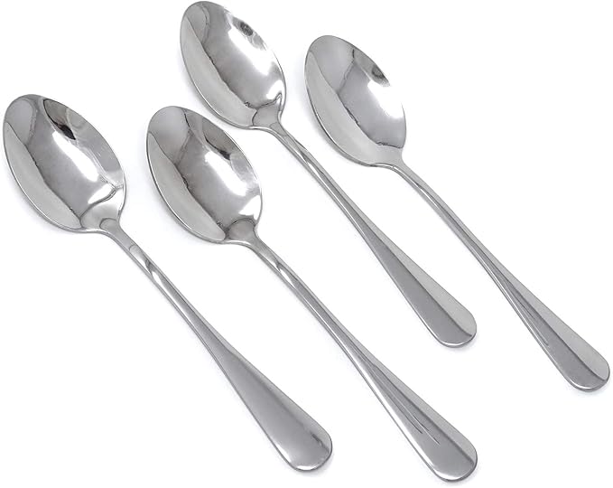 Honbay 4-Piece 17.2cm/6.77inch Oval Shape Stainless Steel Dinner Spoons Soup Spoons for Home, Restaurant, Office, School and More