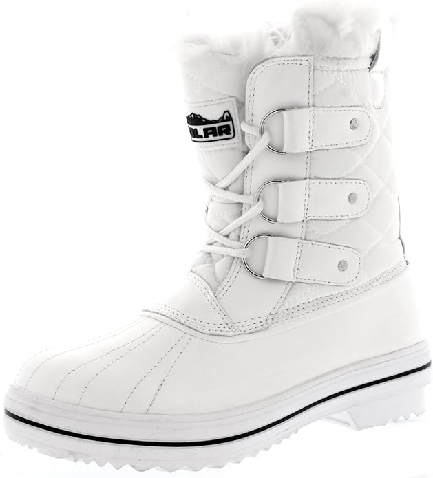Womens Snow Boot Nylon Short Fur Rain Winter Waterproof Snow Warm Boots - White - 5-36 - CD0031