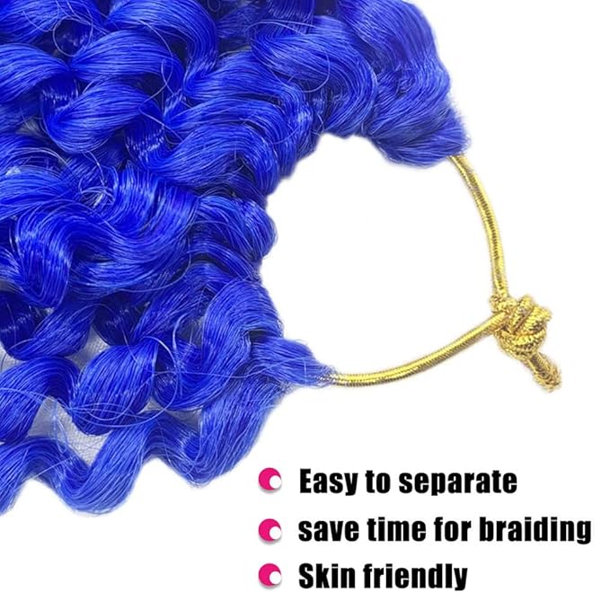 18Inch Passion Twist Hair 1Pack Passion Twist Crochet Hair Water Wave Crochet Hair (18 Inch (Pack of 1), Blue) ...