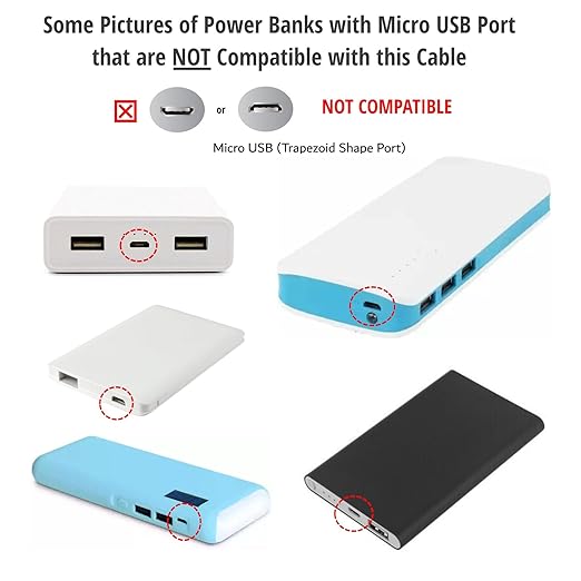 USB-C Charging Cable Cord Wire for Power Banks Compatible with iWalk, Spigen PocketBoost, INIU, RAVPower, BONAI, Anker USB-C & Other PowerBanks (Note: Only for Powerbanks with USB-C Input)