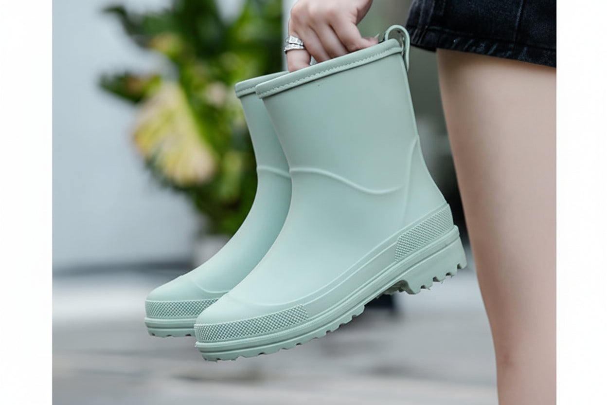 Mid Calf Rain Boots for Women, Waterproof Garden Shoes Anti-Slip Rainboots, Outdoor Work Rain Shoes