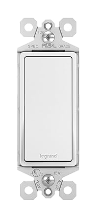 Legrand radiant TM873WCC10 15 Amp Rocker Wall Switch, 3-Way Decorator Light Switches, White (1 Count)