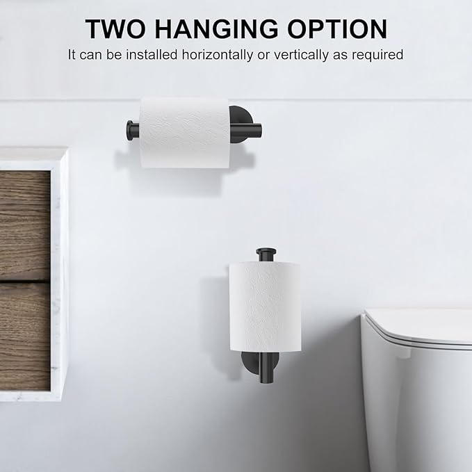 SetSail Toilet Paper Holder Wall Mount Screw-in Matte Black Bathroom Toilet Paper Roll Holders Stainless Steel Tissue Holder for Bathroom Hardware Accessories, Drill Hole