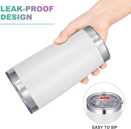 VEGOND 20oz Tumbler with Lid and Straw Stainless Steel Tumbler Cup Vacuum Insulated Double Wall Travel Coffee Mug Powder Coated Coffee Cup(White 1 Pack)