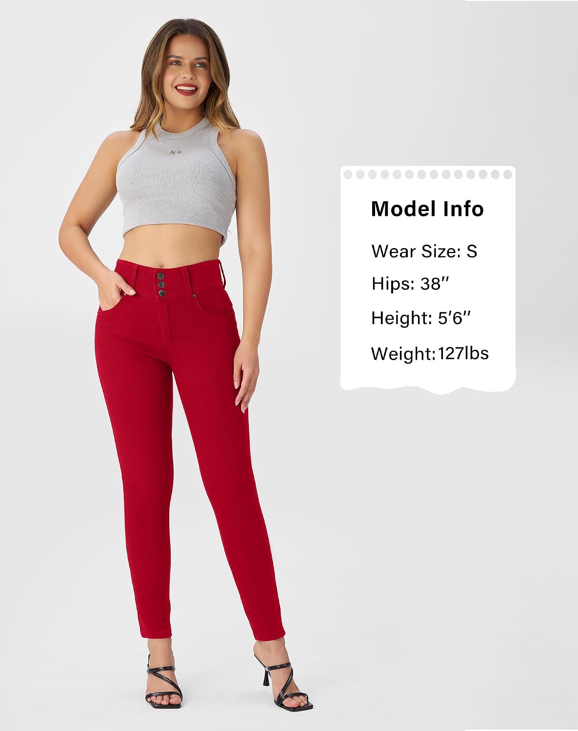 roswear Women’s High Waisted Stretchy Skinny Curvy Jeans Tummy Control Jeggings.