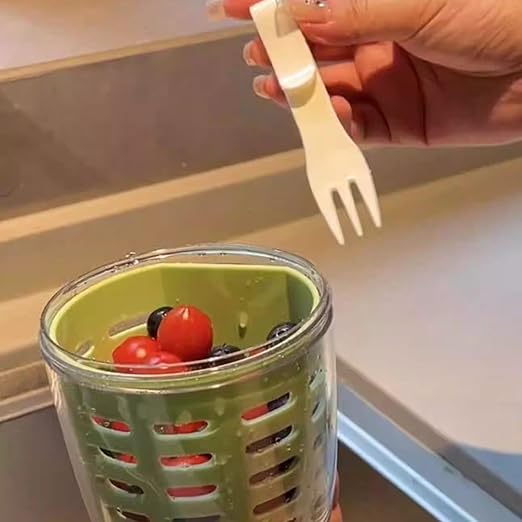 Double-layer drain cup, Harada Osamu yogurt, fruit cup with lid, spoon, portable DIY sticker, leak-proof lunch box, go out