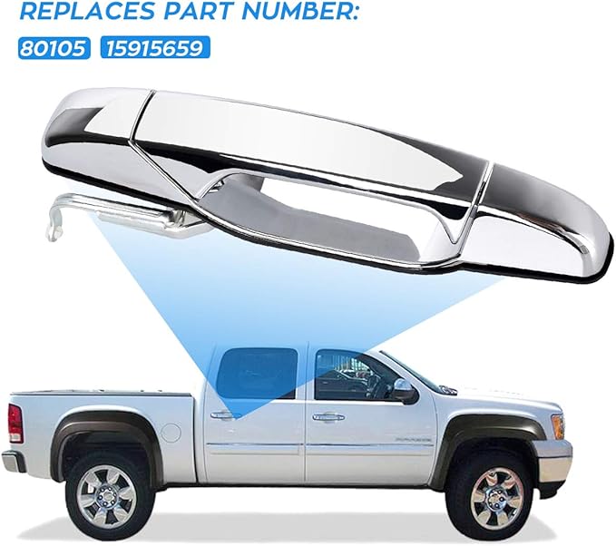 FAERSI Outside Exterior Door Handle Rear Passenger Side Fits for 2007 2008 2009 2010 2011 2012 2013 2014 Cadillac Escalade, Chevy Avalanche, Silverado, Tahoe, GMC Sierra, Yukon XL 80547 15915660