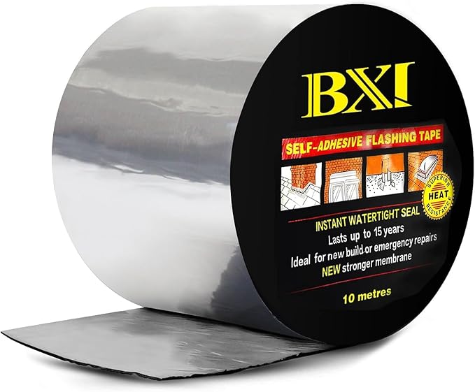 BXI Flashing Roll Tape Membrane, 6 inches X 32 Feet Thick Waterproof Patch Seal Tape, Self-Adhesive SBS Modified Rubberized Asphalt, Deck Seam Joist Leak Sealant for Roof Window Gutter Repair Outdoor