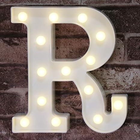Pooqla LED Marquee Letter Lights Sign, Light Up Alphabet Letter for Home Party Wedding Decoration R