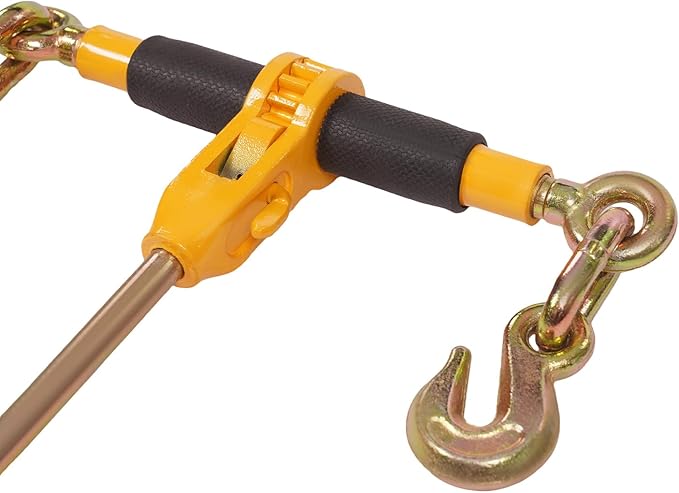 Chain Load Binder, 516" -38" and 516"20ft Tie Down Kit w 3300LBS Working Load Capacity and Two Grab Hooks, Includes (4) Binders and (4) Chains, Transport Load Package for Hauling