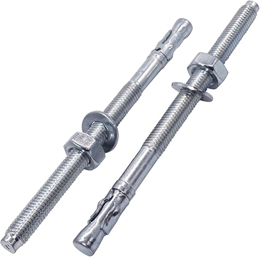 Pack of 2) Galvanised Wedge Anchors 3/8" x 6-3/4" (M10 x 170 mm) Dowel Metal Anchor Bolts Masonry Concrete Anchors