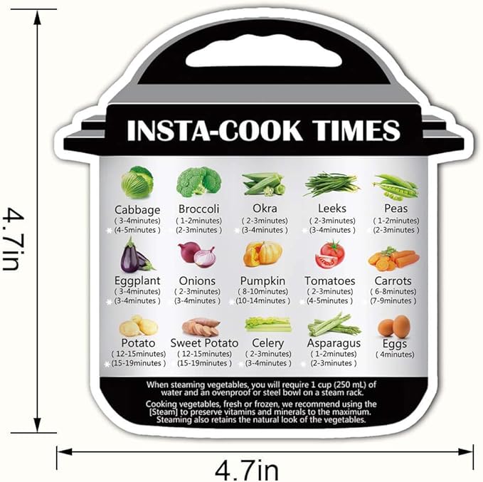 Instant Pot Cook Times Cheat-Sheet - Refrigerator Magnet Quick Reference Stickers Magnetic Cheat Sheet (Instant Pot Decals)