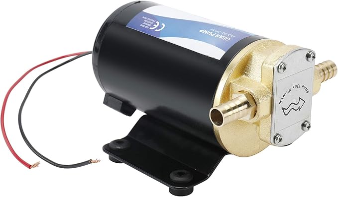 YaeMarine 12V 3.2GPM (12.0LPM) Oil Pump Turbo Pump Oil Scavenge Pump Impellor Gear Pump Self Priming Reversible for Diesel Lubricants Machinery Fuel Scavenge Oil Transfer (Black)
