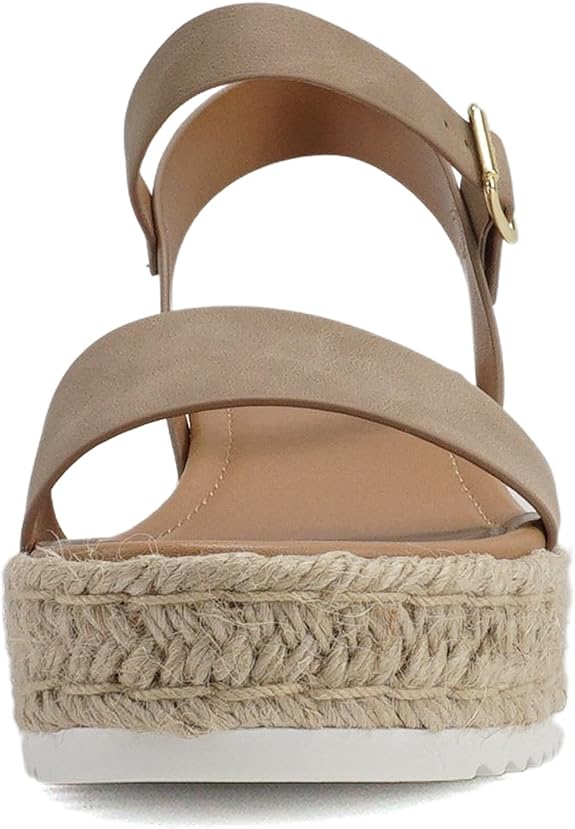 Soda CLIP ~ Women Open Toe Ankle Strap Platform Espadrille Sandal