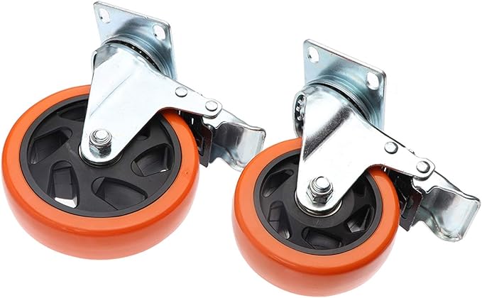 Casters for Movingniture 2Pcs Screw 4 Inch5 inch Orange Through Flower Polyurethane Swiveler Industrial Trolley Wheels for Heavy Dutyhine Platform Trolley4 inch