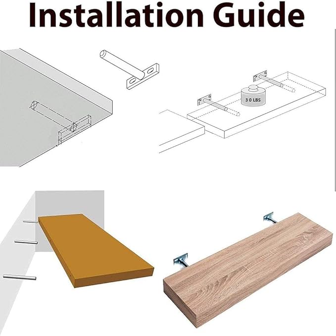 Stainless Steel Shelf Brackets,Hidden Floating Shelf Supports,Invisible Supports,for Concealed Wood Shelves Wall Mounted6Pcs96Mm