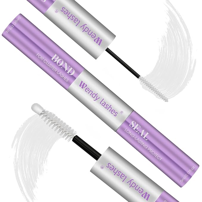 Lash Glue Bond and Seal for DIY: 1-Pcs, Wendy, 2 in 1, Strong & Flexible Hold, 5ml Clear-Bond, 5ml Clear-Seal