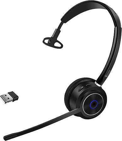 TruVoice BT75 Premium Wireless Headset with V5.2 USB Dongle | Noise Suppression Speakers and NC Microphone | Fast Charging with 22 Hour Continous Talk Time - Connects with 2 Devices Simulataneously