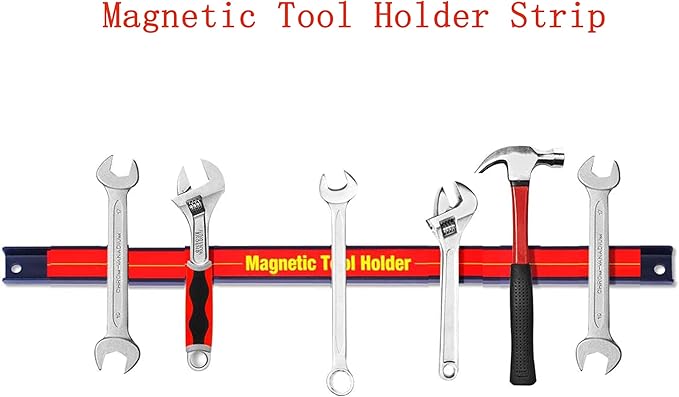 Magnetic Tool Holder Strip Magnetic Storage Organizer Duty Magnet Tool Bar Strip Rack Wall Mount Heavy Duty Magnetic Tool for Garage Home Workshop 3PCS 18"", red