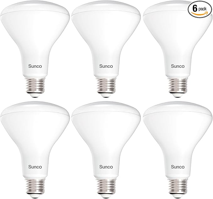 Sunco BR30 Light Bulb LED Indoor Flood Lights 3000K Warm White 850 Lumens, E26 Base, 25,000 Lifetime Hours, Interior Dimmable Recessed Can Light, 6 Pack, 11W Equivalent 90W.