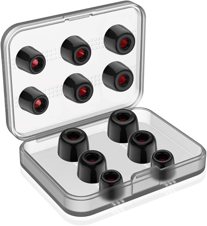 6 Pairs Earphone Tips F FEYCH Premium Replacement Earbud Tips Memory Foam Earphone Tips Blocking Noise Foam Tips Suit for 4.5-6.3mm Nozzle in-Ear Earphones with Storage Box(SML, Black)