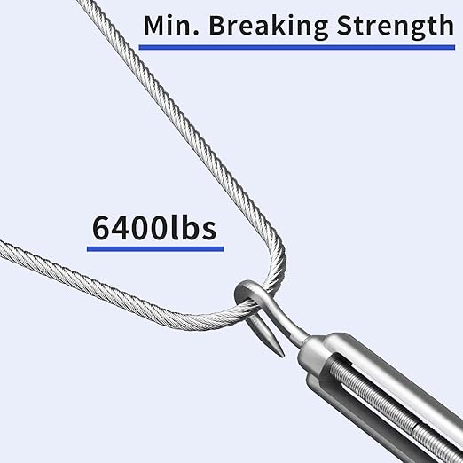 LuckIn 14" Stainless Steel Cable, Thickened 14 Steel Cable 200ft, 7x19 Strand 14 Aircraft Cable for Yard, Zipline Cable, Stainless Cable for Deck Railing, 6400lbs Breaking Strength