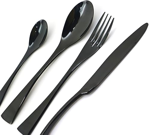 1810 Stainless Steel Dinner Spoon (Set of 4) 8.66 Inches, Black