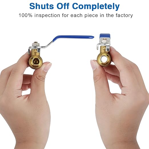 12 Pex Ball Valve Brass Shut Off Fitting 2 Pack Water Barb Tubing Drain with Handle